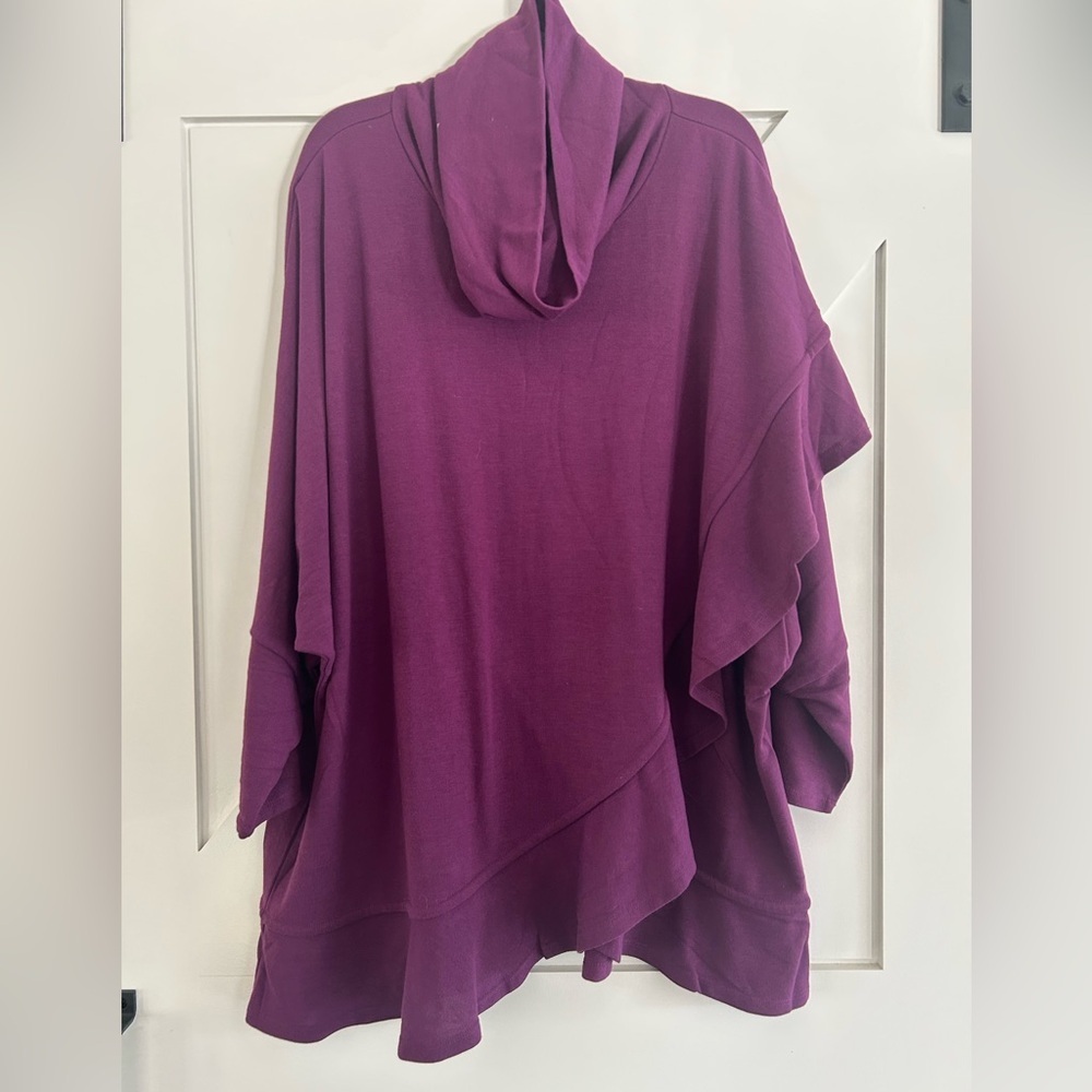 Grace Ruffle Mock Wrap Purple Turtleneck Sweater Size 2X